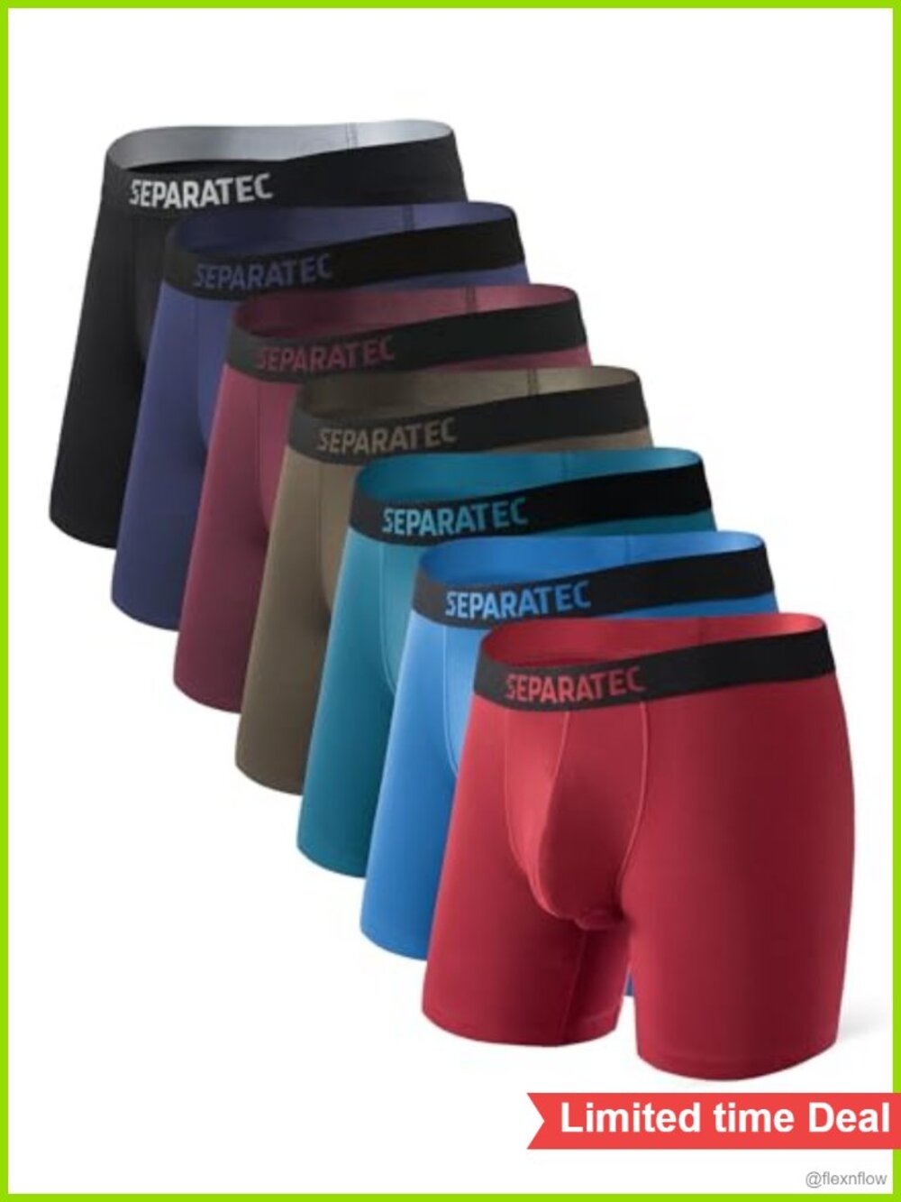 Men's Dual Pouch Boxer Briefs 7 Pack Bamboo Rayon Moisture Wicking